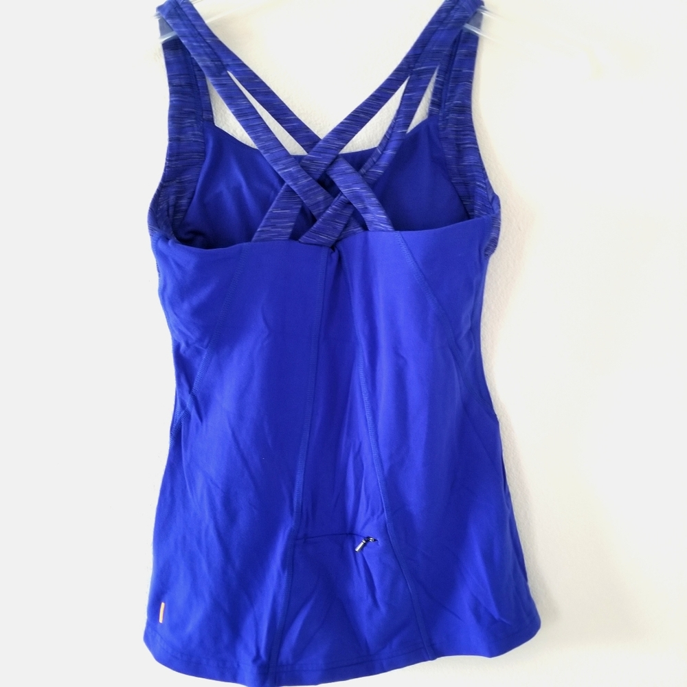 Lucy Activewear Fitted Tank Top Blue w/ Bra EUC - Picture 2 of 7